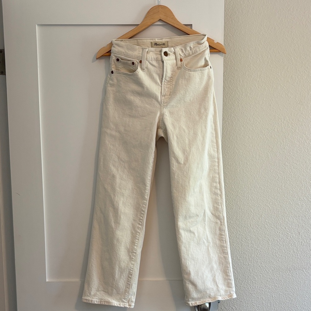 Madewell Straight Leg Jeans in Off-White/Cream